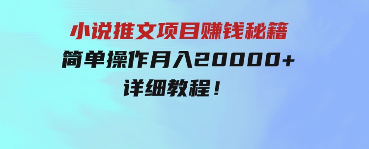 简单操作，月入20000+，详细教程！小说推文项目赚钱秘籍！-云际资源网