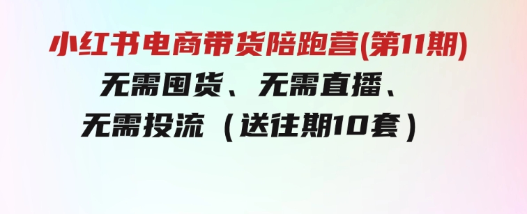 小红书电商带货陪跑营(第11期)无需囤货、无需直播、无需投流（送往期10套）-云际资源网
