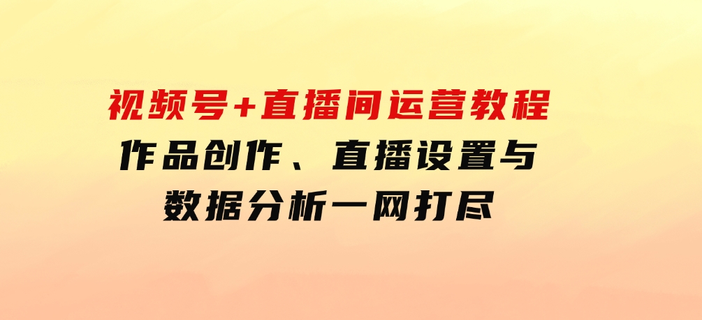 视频号+直播间运营教程：作品创作、直播设置与数据分析一网打尽-云际资源网