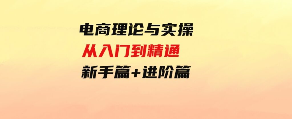 （9576期）电商理论与实操从入门到精通新手篇+进阶篇-云际资源网