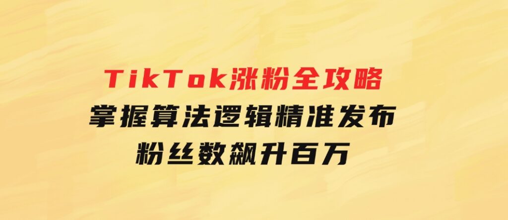 TikTok涨粉全攻略：掌握算法逻辑，精准发布，粉丝数飙升百万-云际资源网