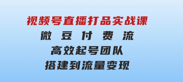 视频号直播打品实战课：微豆付费流，高效起号，团队搭建到流量变现-云际资源网