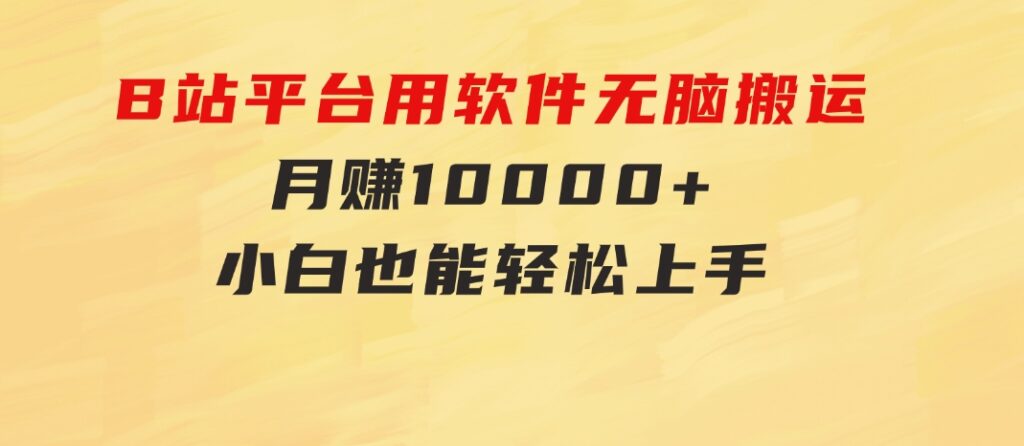 B站平台用软件无脑搬运，月赚10000+，小白也能轻松上手-云际资源网