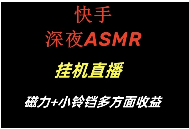 快手深夜ASMR挂机直播磁力+小铃铛多方面收益-云际资源网
