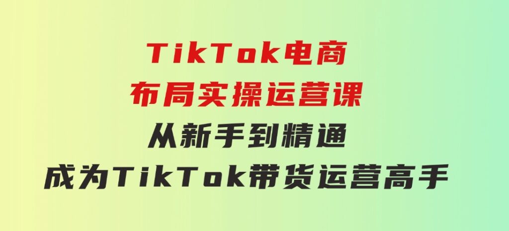 TikTok电商布局实操运营课：从新手到精通，成为TikTok带货运营高手-云际资源网