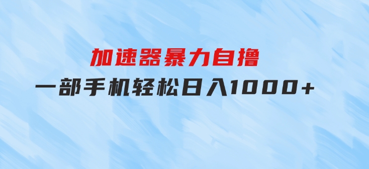 加速器暴力自撸，一部手机轻松日入1000+-云际资源网