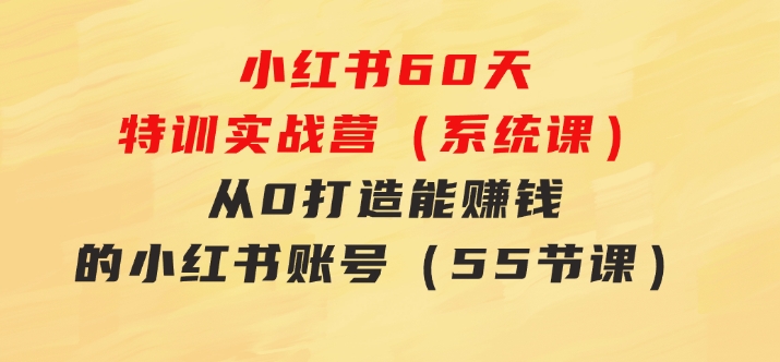 小红书60天特训实战营（系统课）从0打造能赚钱的小红书账号（55节课）-云际资源网