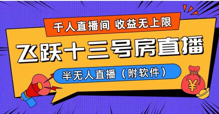 爆火飞跃十三号房半无人直播，一场直播上千人，日入过万！-云际资源网