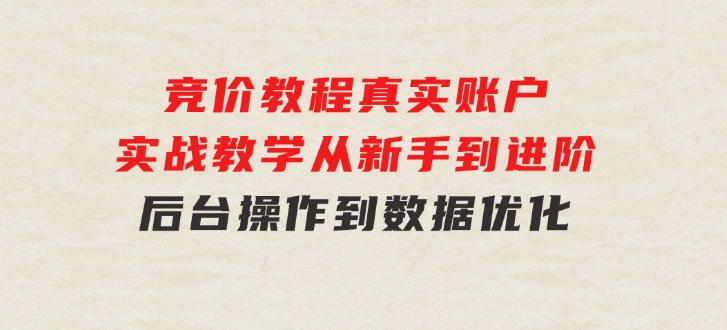 竞价教程：真实账户实战教学从新手到进阶·后台操作到数据优化-云际资源网