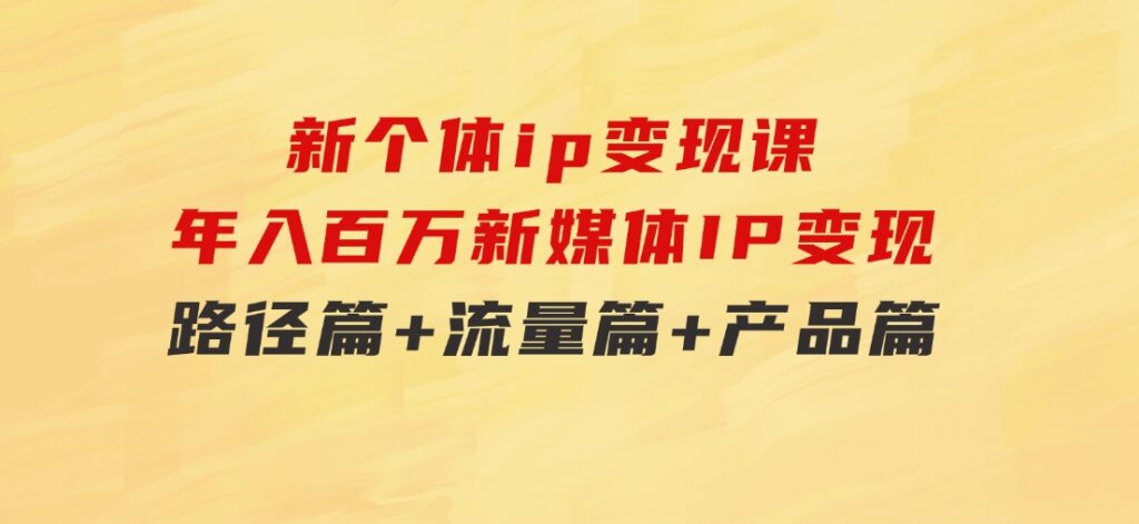 新个体ip变现课，年入百万新媒体IP变现，路径篇+流量篇+产品篇-云际资源网