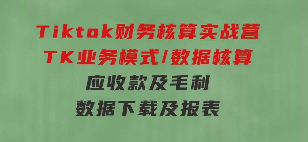 Tiktok财务核算实战营：TK业务模式/数据核算/应收款及毛利/数据下载及报表-云际资源网