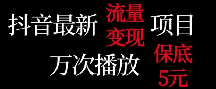 抖音流量变现，万次播放保底5元，额外收入-云际资源网