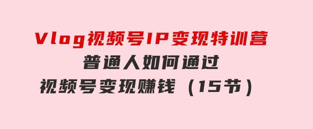 Vlog视频号IP变现特训营，普通人如何通过视频号变现赚钱（15节）-云际资源网