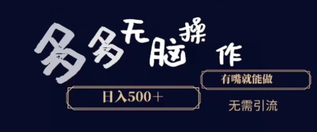 多多无脑操作，能说话就能做，日入500+-云际资源网