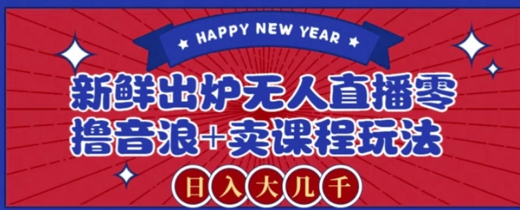 2024最新无人直播零撸音浪+卖课程玩法，日入大几千不是梦【揭秘】-云际资源网