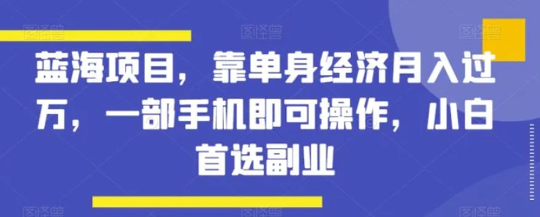 蓝海项目，靠单身经济月入过万，一部手机即可操作，小白首选副业【揭秘】-云际资源网