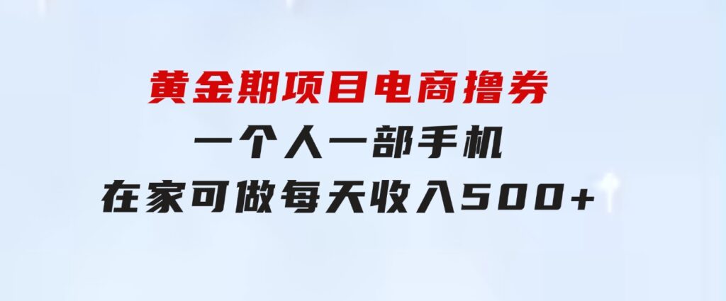 黄金期项目，电商撸券！一个人，一部手机，在家可做，每天收入500+-云际资源网