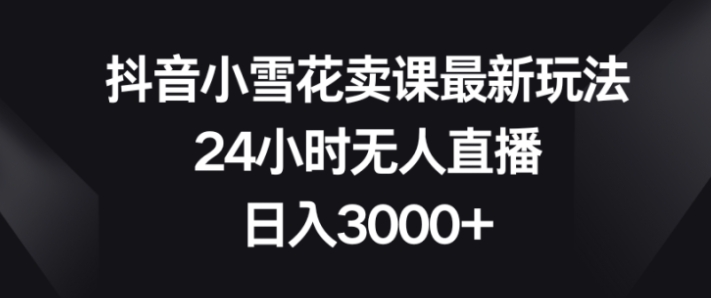 抖音小雪花卖课最新玩法，24小时无人直播，日入3000+-云际资源网