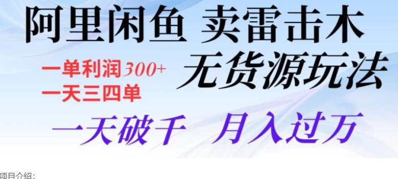 阿里闲鱼卖雷击木无货源玩法，一单利润300+，一天三四单，一天破千，月入过万-云际资源网