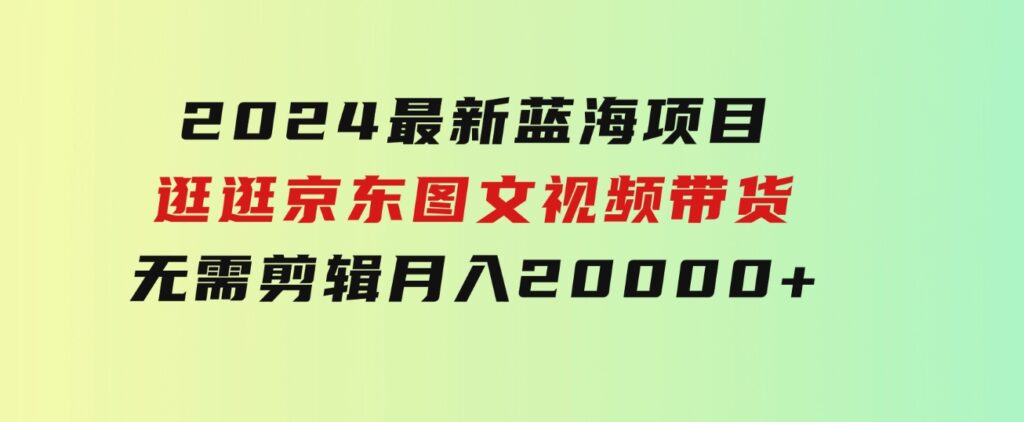 2024最新蓝海项目，逛逛京东图文视频带货，无需剪辑，月入20000+-云际资源网