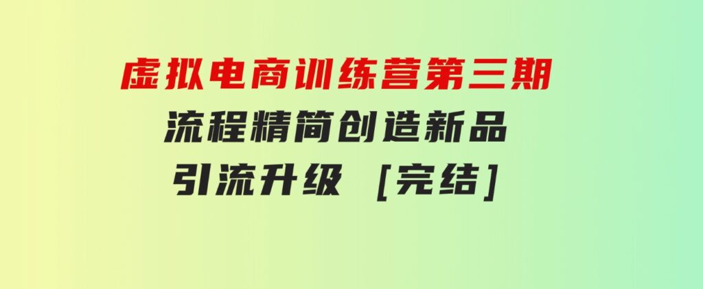 虚拟电商训练营第三期丨流程精简丨创造新品丨引流升级[完结]-云际资源网