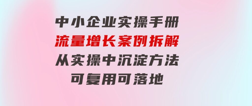 中小企业实操手册-流量增长案例拆解，从实操中沉淀方法，可复用可落地-云际资源网
