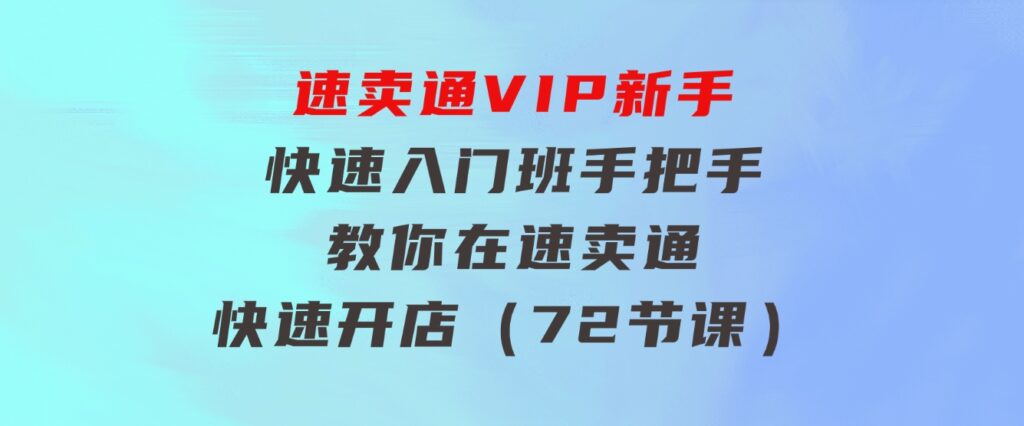 速卖通-VIP新手快速入门班，手把手教你在速卖通快速开店（72节课）-云际资源网