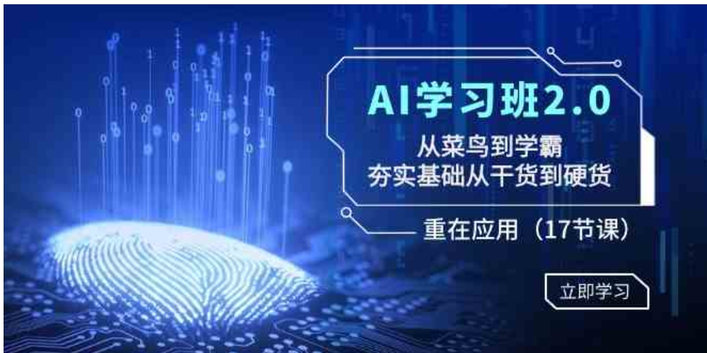 AI学习班2.0：从菜鸟到学霸，夯实基础从干货到硬货，重在应用-云际资源网