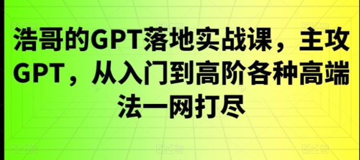 GPT落地实战课，主攻GPT，从入门到高阶各种高端法一网打尽-云际资源网
