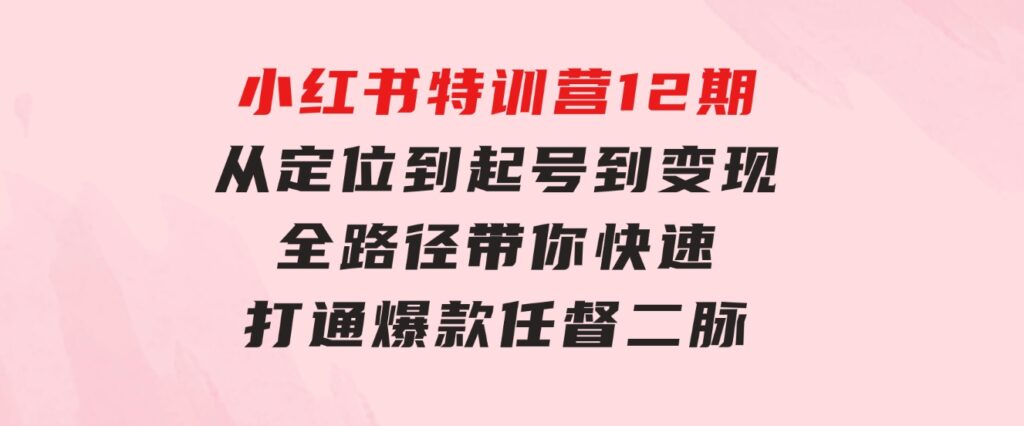 小红书特训营12期：从定位到起号、到变现全路径带你快速打通爆款任督二脉-云际资源网