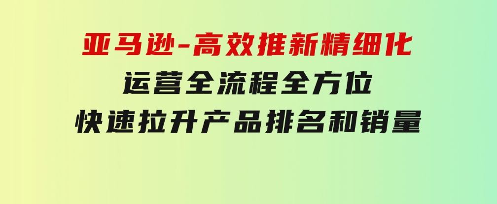 亚马逊-高效推新精细化运营全流程，全方位、快速拉升产品排名和销量-云际资源网