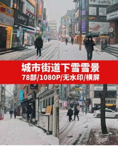 城市街道下雪雪景视频素材-云际资源网