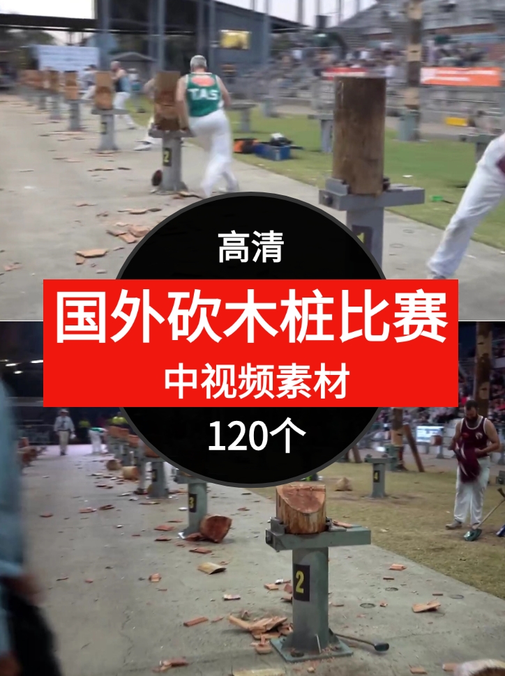 国外砍木桩比赛视频素材中视频素材-云际资源网
