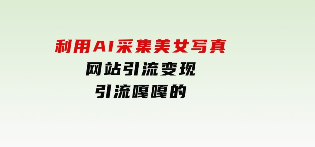 利用AI采集美女写真网站引流变现，引流嘎嘎的-云际资源网