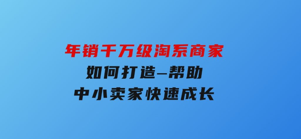 年销千万级淘系商家如何打造–帮助中小卖家快速成长-云际资源网