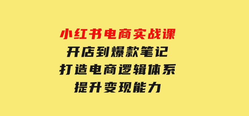 小红书电商实战课：开店到爆款笔记，打造电商逻辑体系，提升变现能力-云际资源网