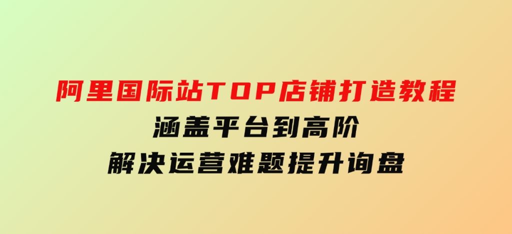 阿里国际站TOP店铺打造教程：涵盖平台到高阶，解决运营难题，提升询盘-云际资源网