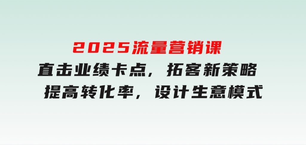 2025流量营销课：直击业绩卡点,拓客新策略,提高转化率,设计生意模式-云际资源网