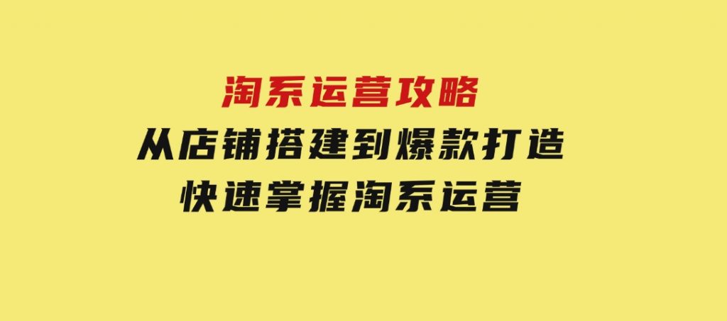 淘系运营攻略(更新25年3月)从店铺搭建到爆款打造，快速掌握淘系运营-云际资源网