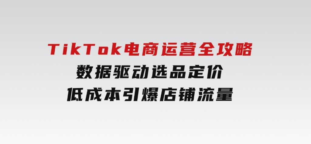 TikTok电商运营全攻略，数据驱动选品定价，低成本引爆店铺流量-云际资源网