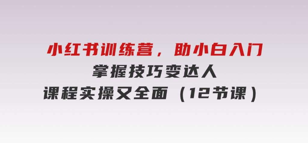 小红书训练营，助小白入门，掌握技巧变达人，课程实操又全面（12节课）-云际资源网