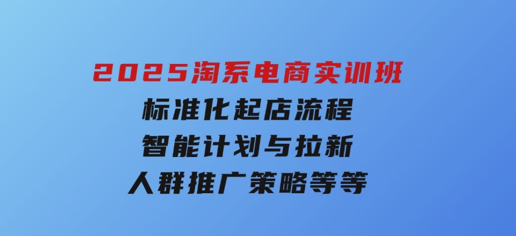 2025淘系电商实训班：标准化起店流程，智能计划与拉新，人群推广策略等等-云际资源网
