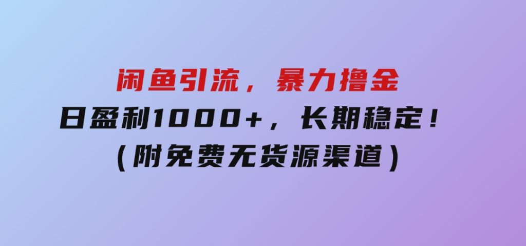 闲鱼引流，暴力撸金，日盈利1000+，长期稳定！（附免费无货源渠道）-云际资源网