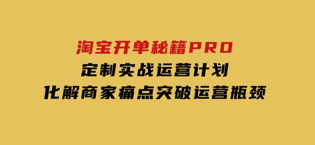 淘宝开单秘籍PRO，定制实战运营计划，化解商家痛点，突破运营瓶颈-云际资源网